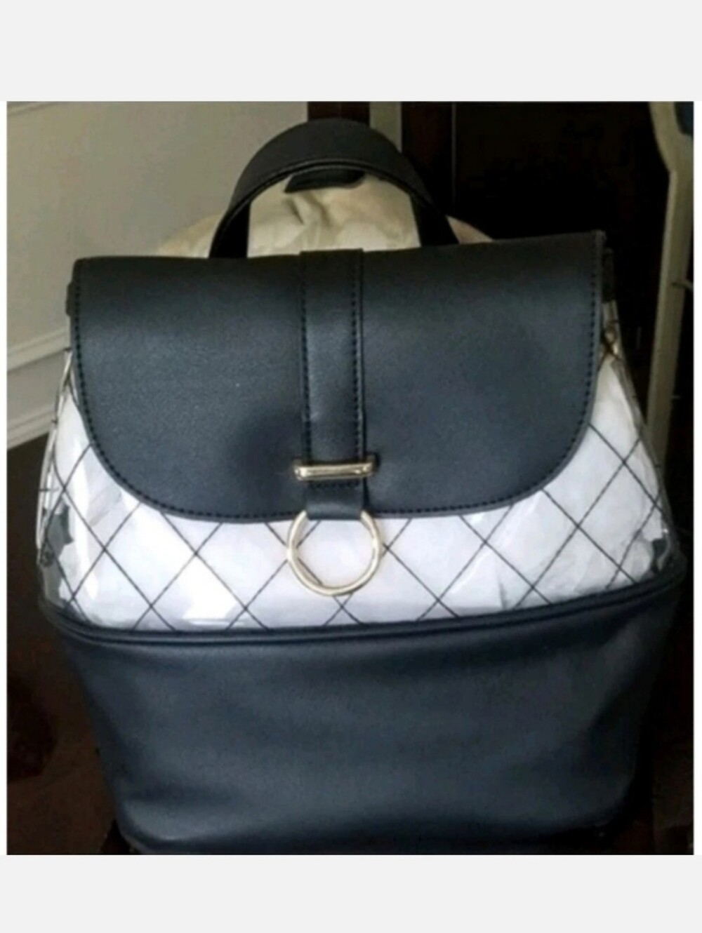 Wild Fable Clear Mini Backpack Black and White Quilted NWT